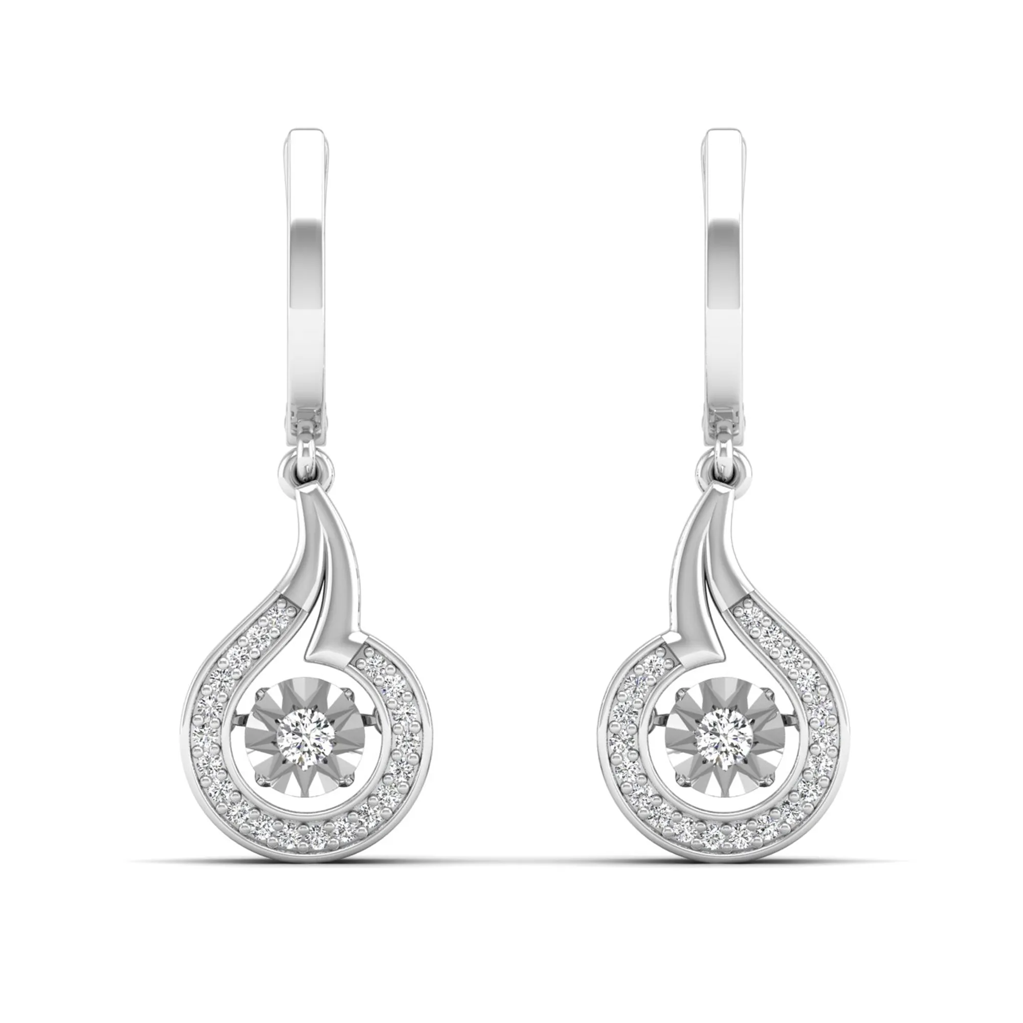 Tear Drop Halo Dangle Dancing Earrings