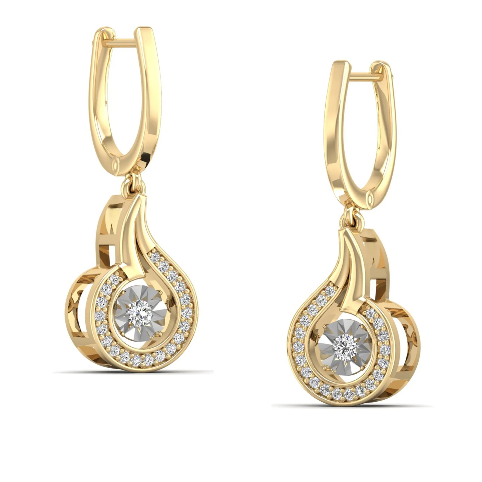 Tear Drop Halo Dangle Dancing Earrings