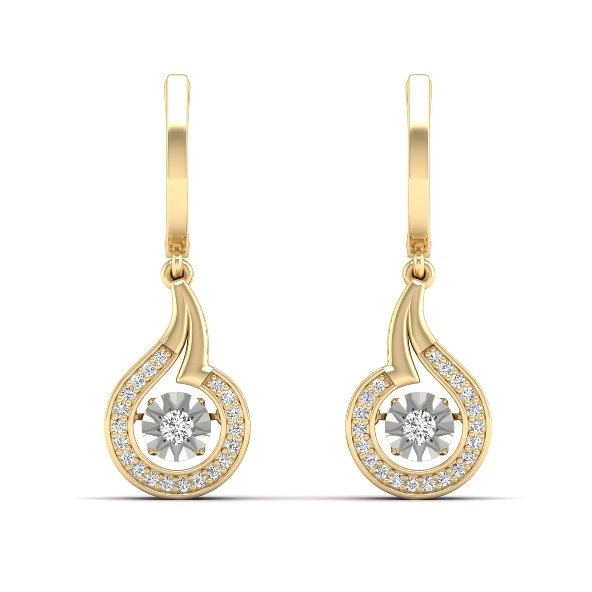 Tear Drop Halo Dangle Dancing Earrings