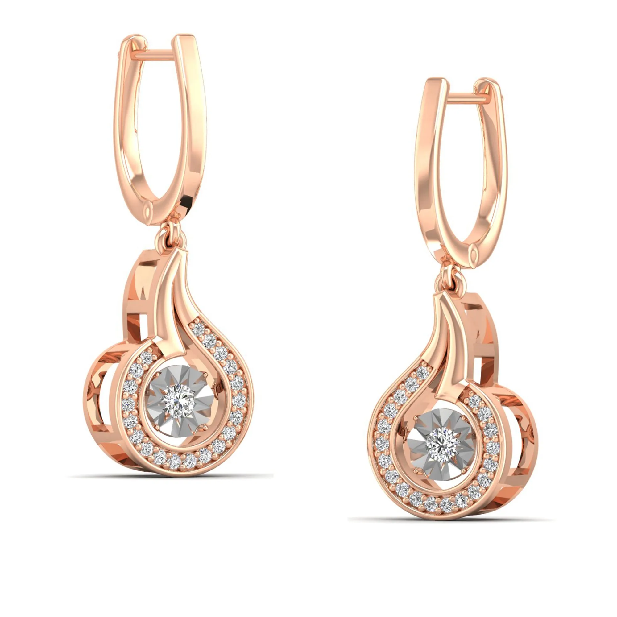 Tear Drop Halo Dangle Dancing Earrings