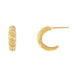 Thin Pavé Braided Hoop Earring