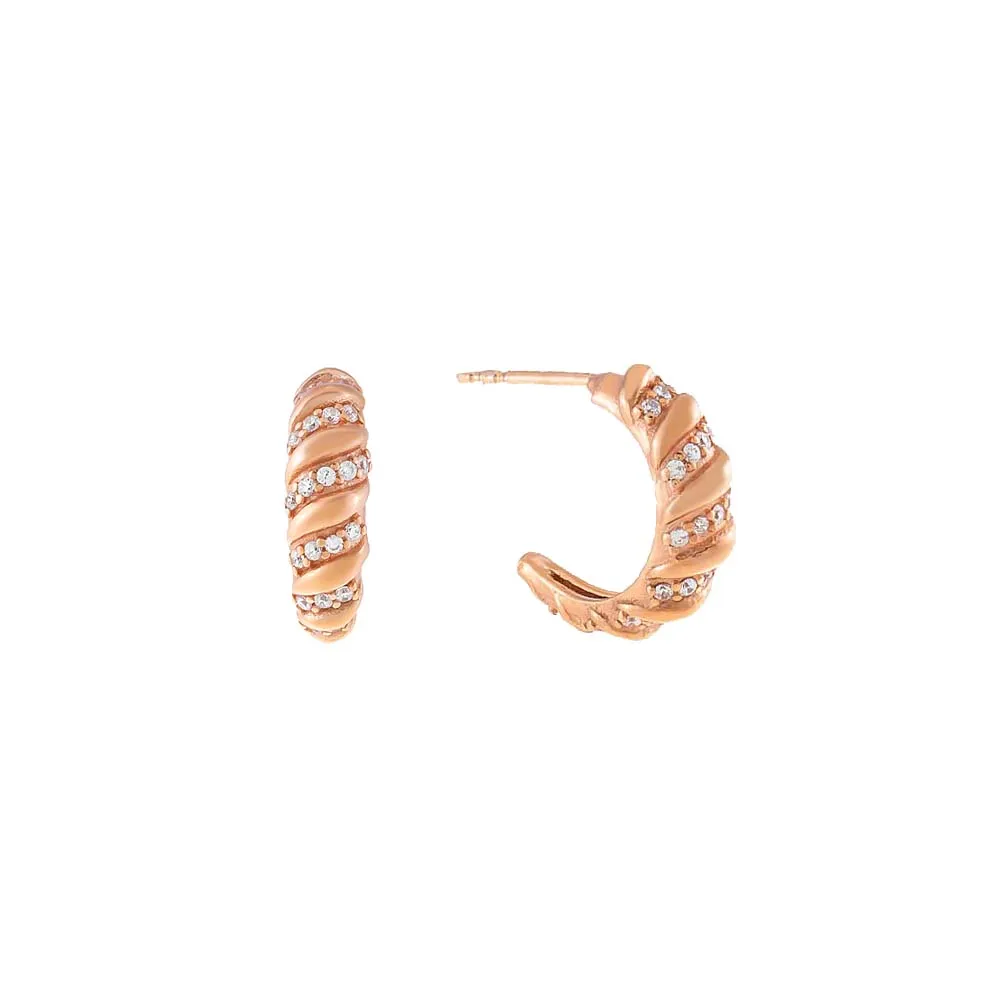 Thin Pavé Braided Hoop Earring
