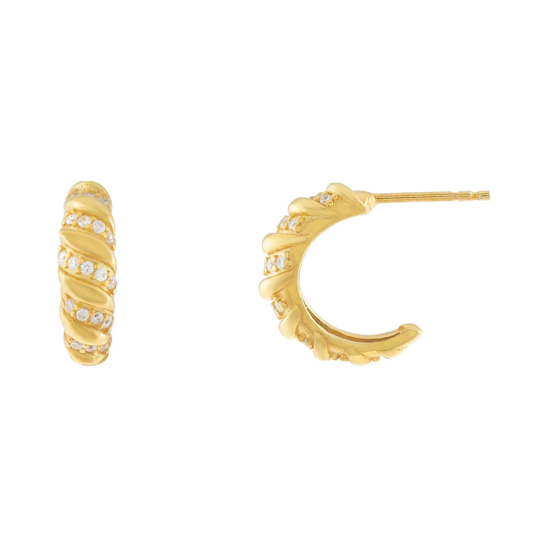 Thin Pavé Braided Hoop Earring