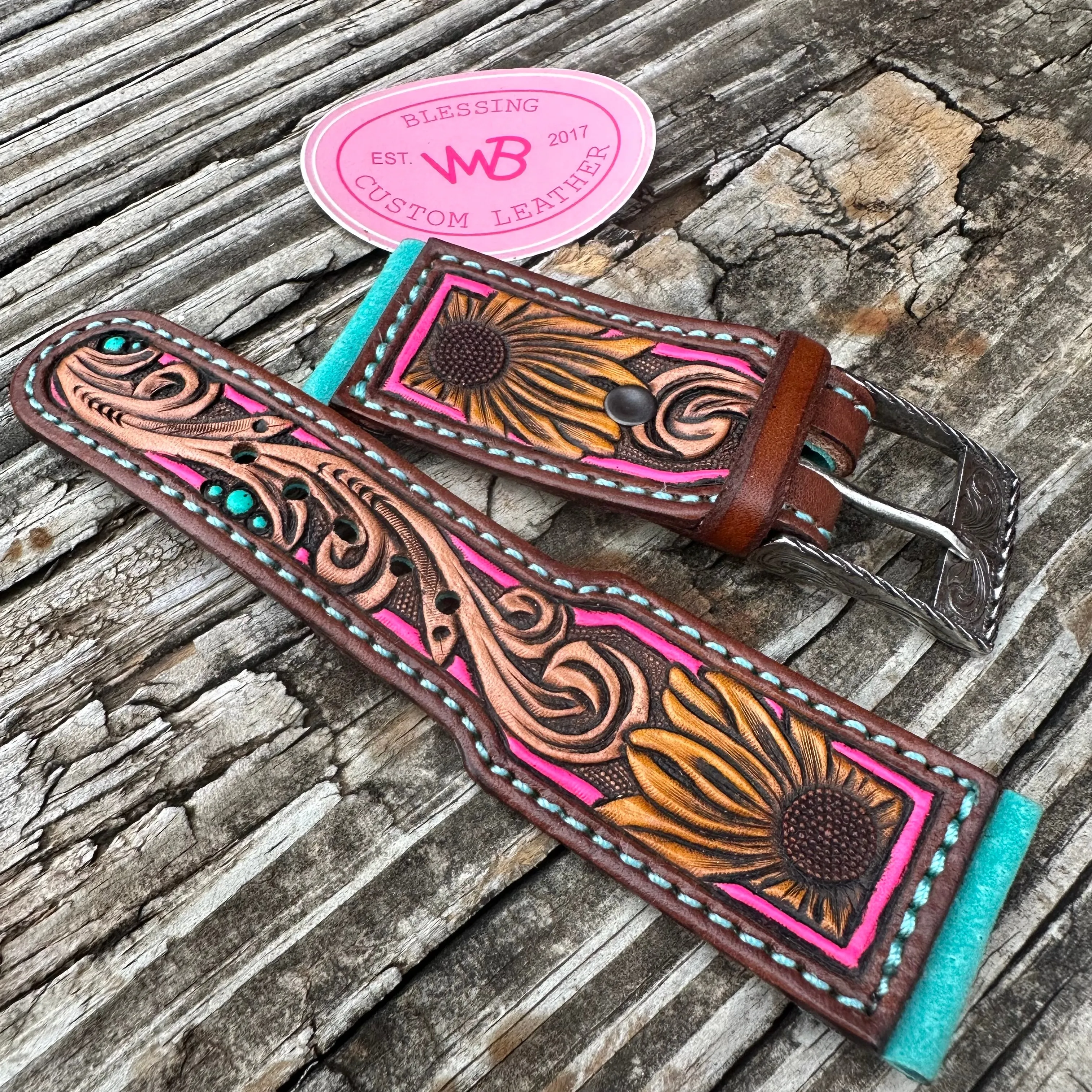 Tooled Leather Watch Band