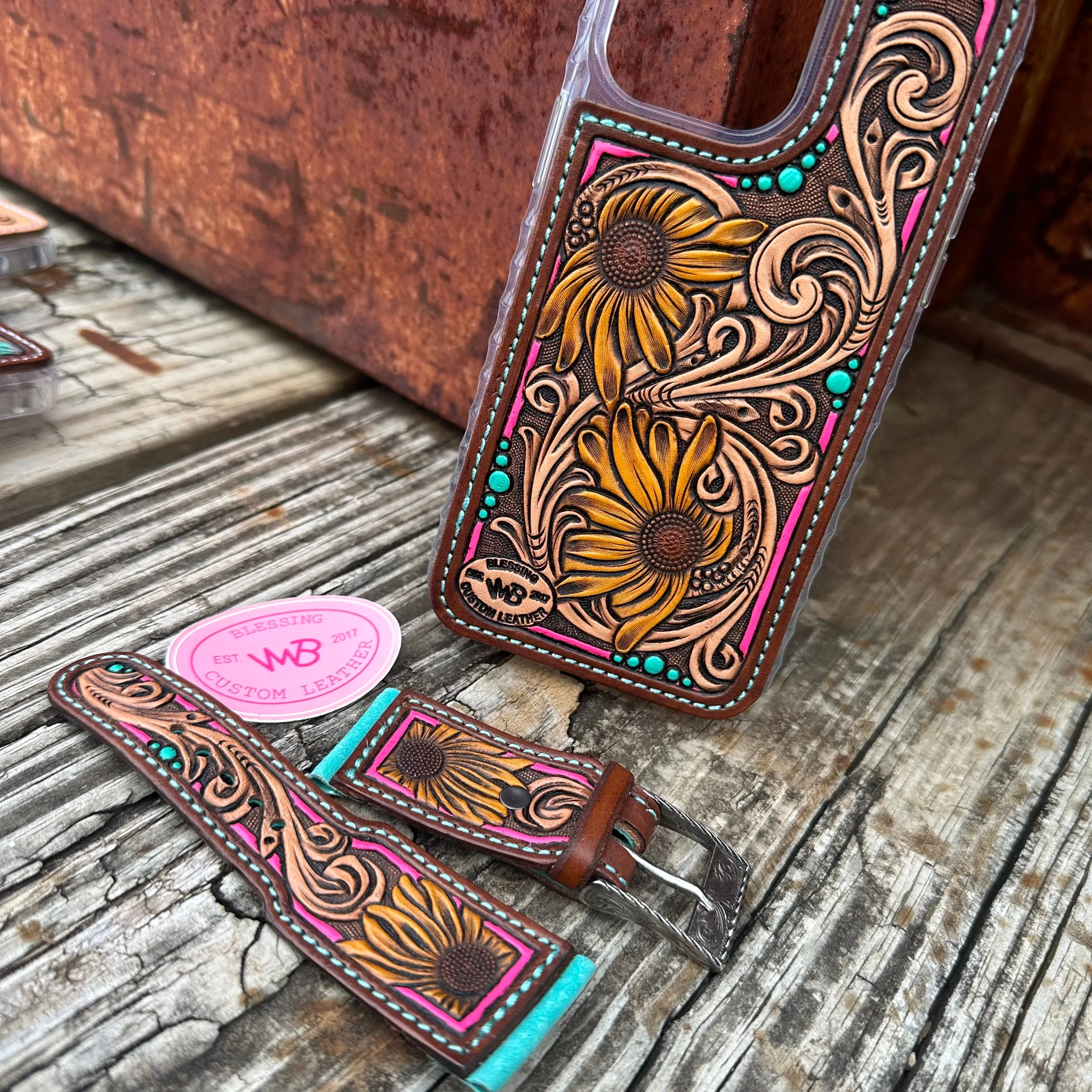 Tooled Leather Watch Band