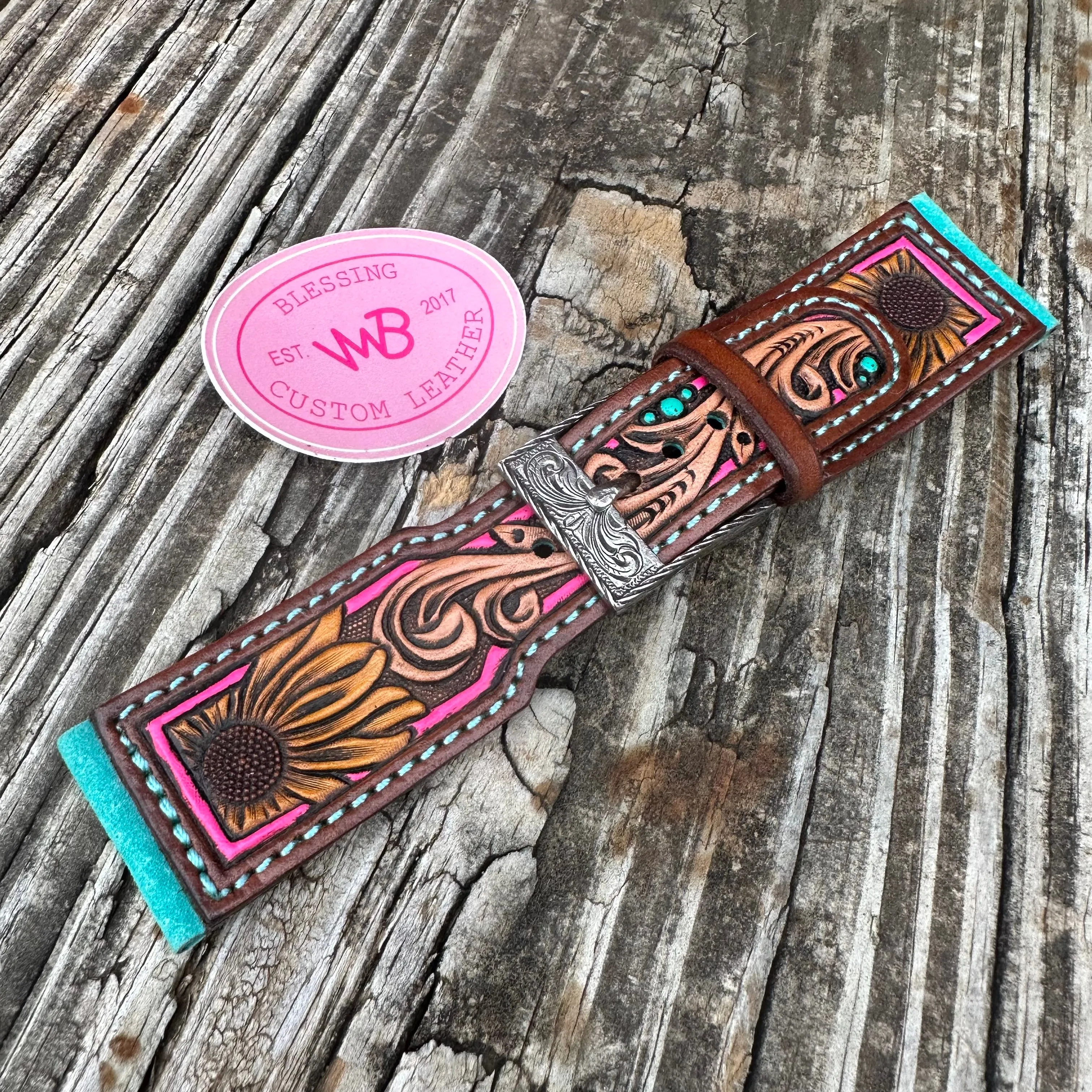 Tooled Leather Watch Band