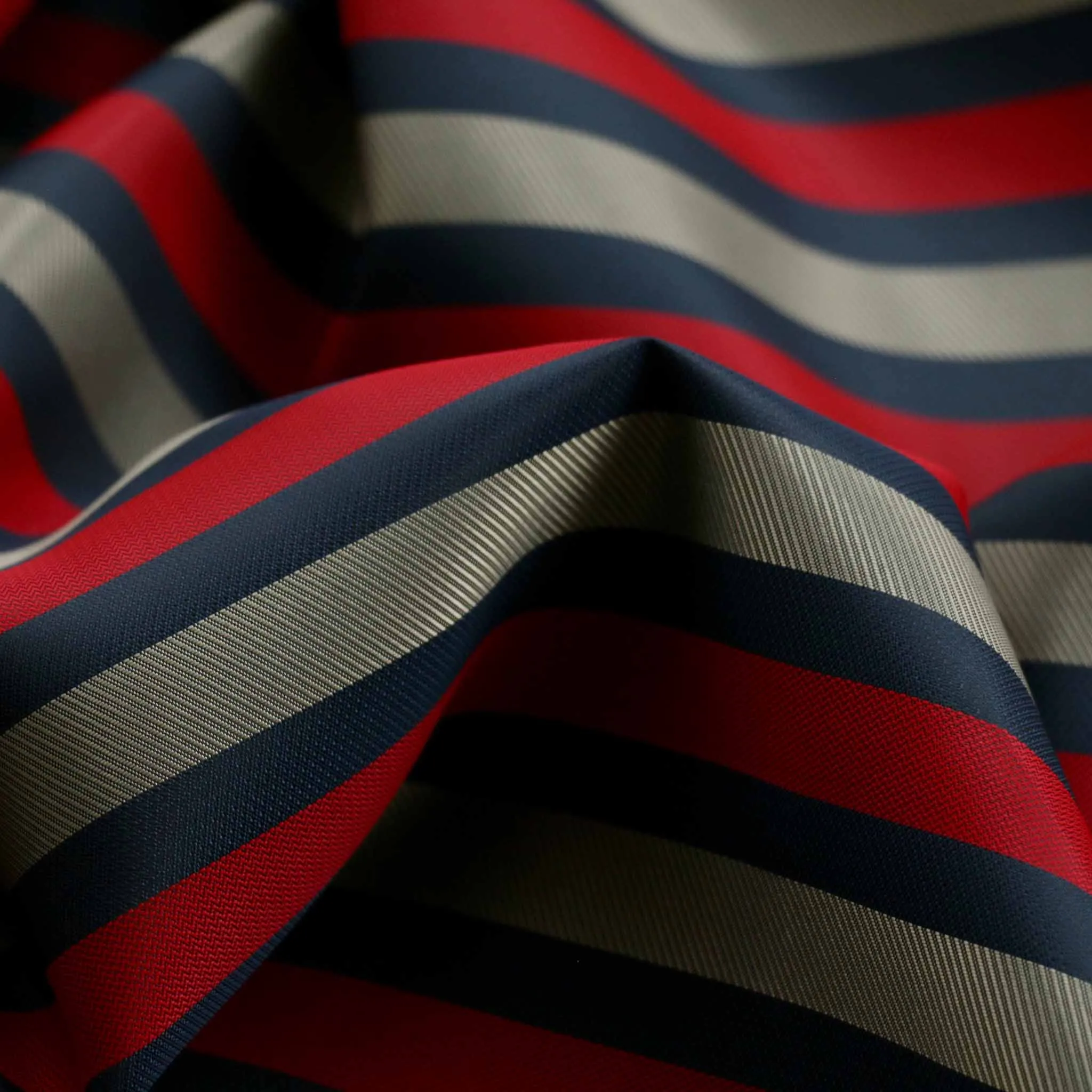 Twill Viscose Lining Fabric - Red, navy and beige stripe