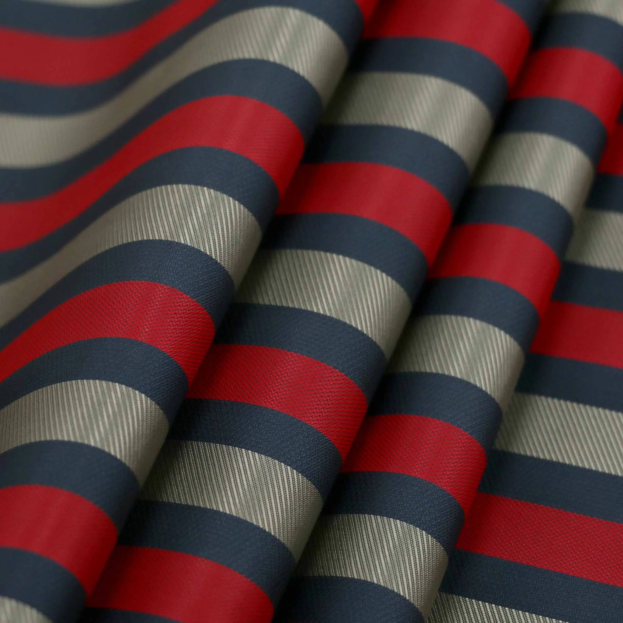 Twill Viscose Lining Fabric - Red, navy and beige stripe