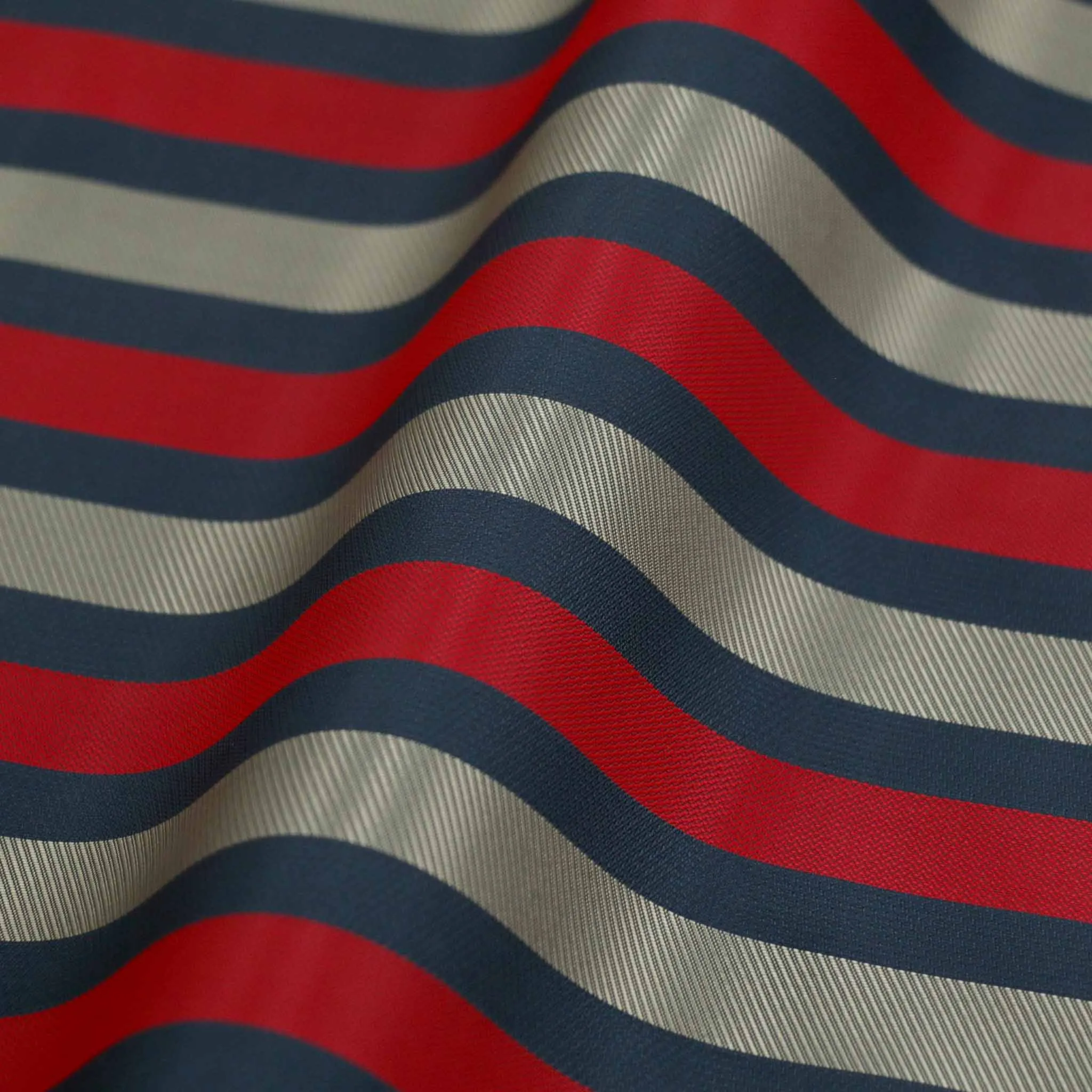Twill Viscose Lining Fabric - Red, navy and beige stripe