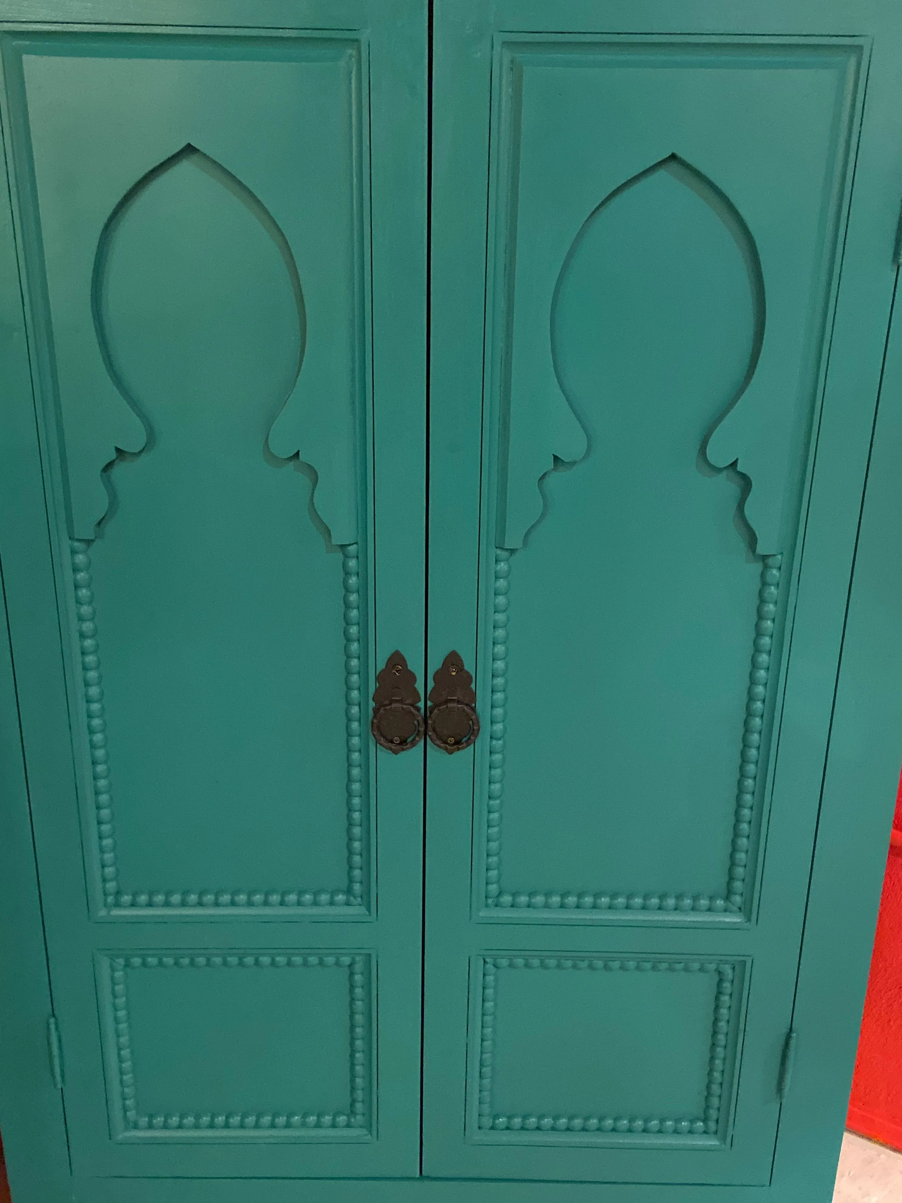 Two Door Over Two Drawer Taj Mahal Inspired Emerald Green Painted Chest Drawer