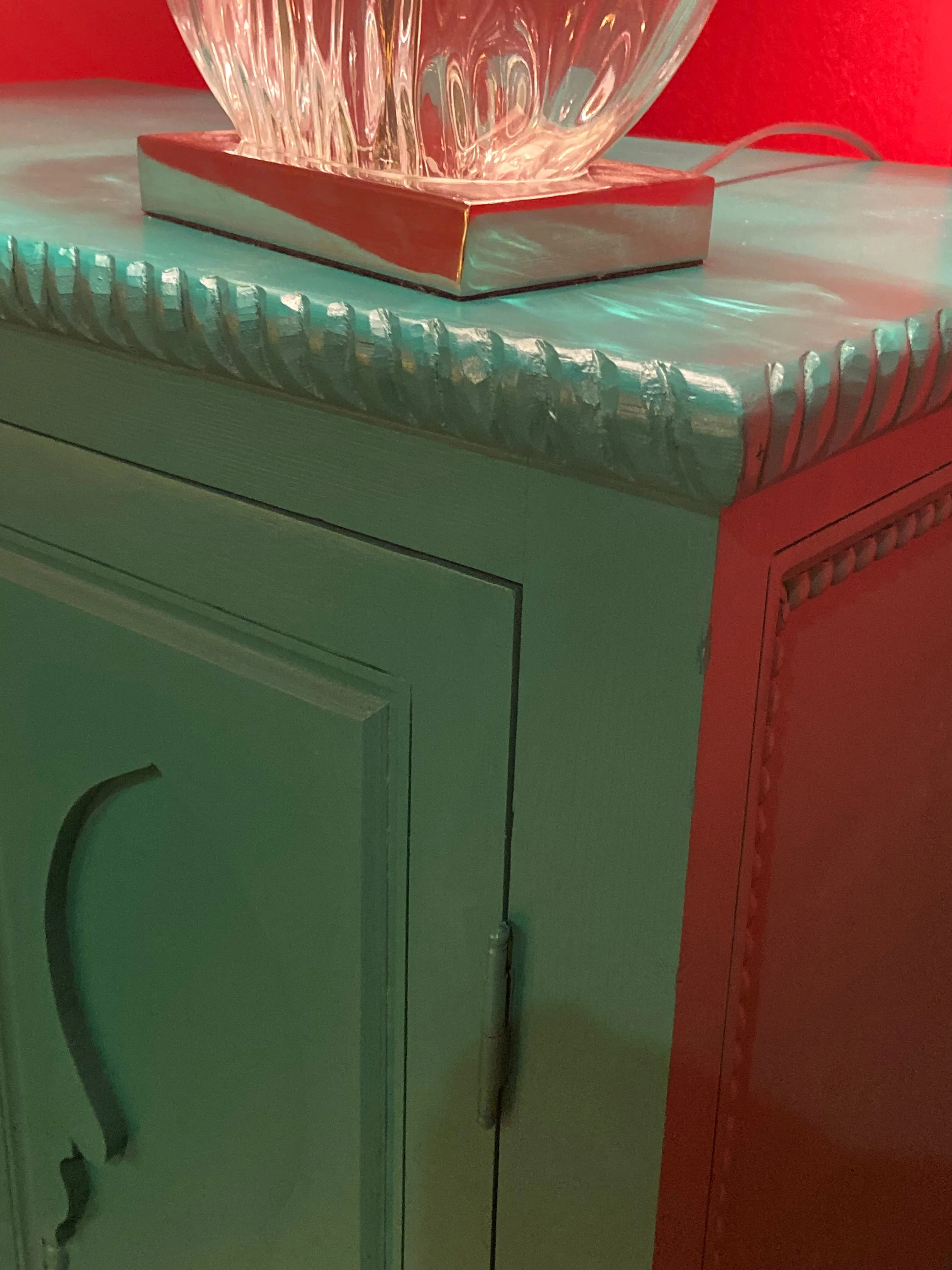 Two Door Over Two Drawer Taj Mahal Inspired Emerald Green Painted Chest Drawer
