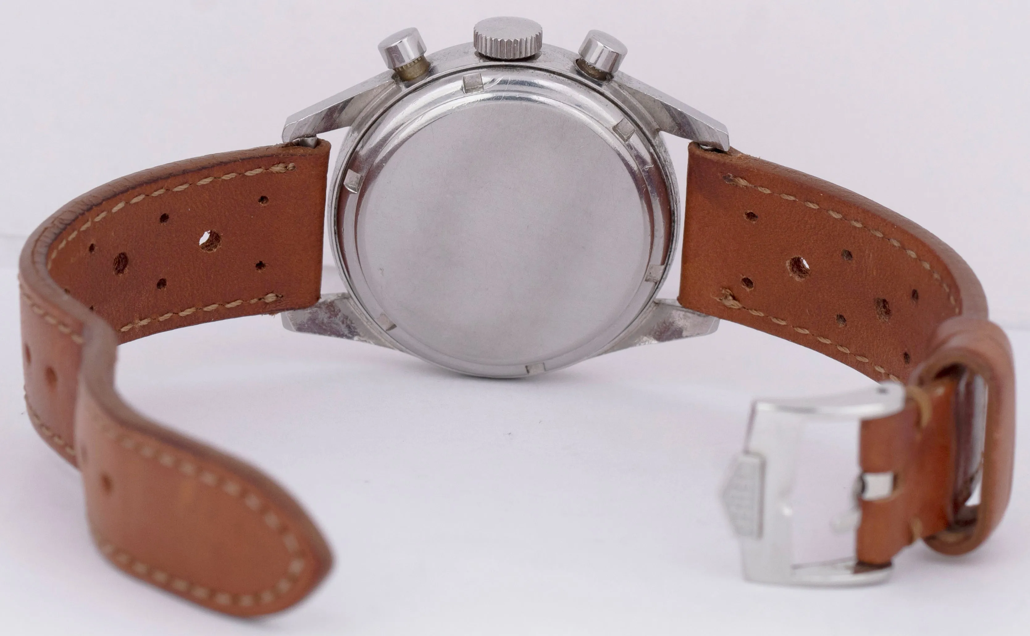 UNPOLISHED 1960's Heuer Carrera White Chronograph 2447D 35.5mm Steel Watch