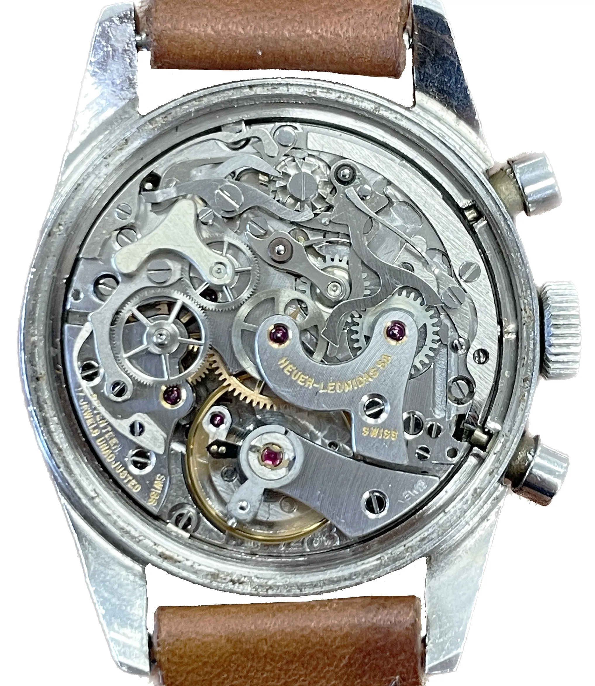UNPOLISHED 1960's Heuer Carrera White Chronograph 2447D 35.5mm Steel Watch