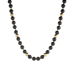 Vintage 10mm Onyx Necklace Long 40" 14k Yellow Gold Fine Estate Opera Length