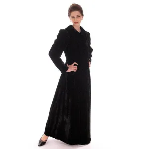 Vintage Black Silk Velvet Evening Coat 1930s  Full Length 38 bust