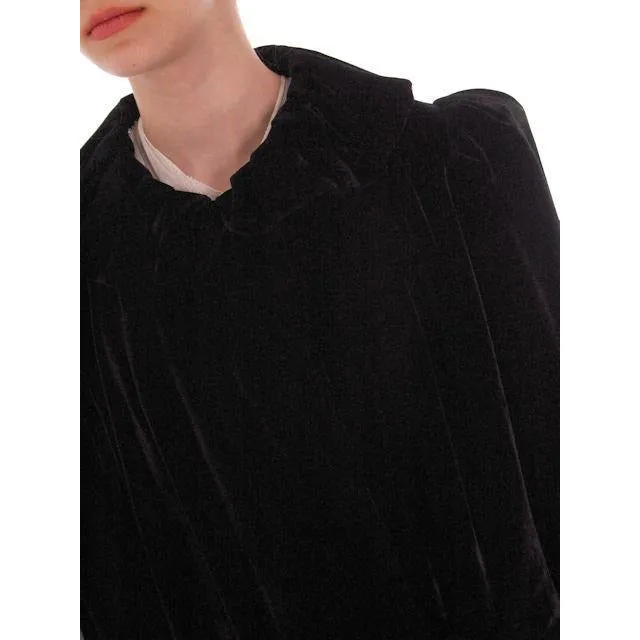 Vintage Black Silk Velvet Evening Coat 1930s  Full Length 38 bust