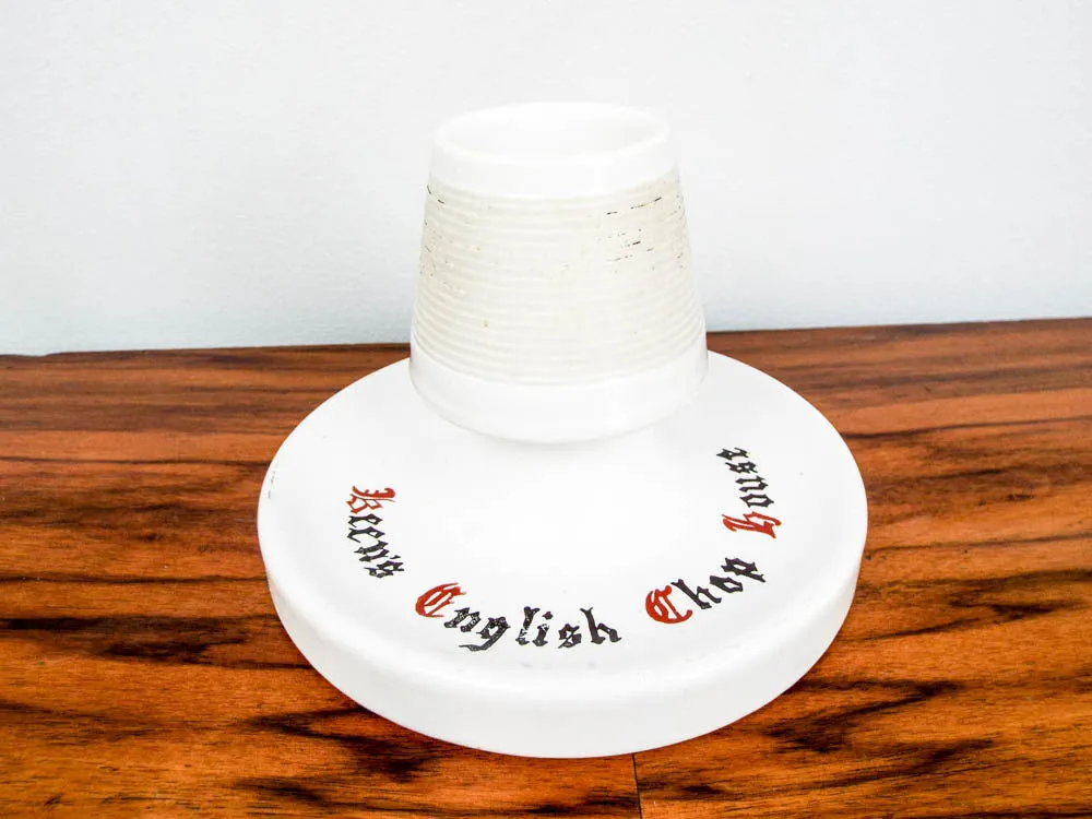 Vintage Ceramic Advertising Match Holder Striker for Keens English Chop House