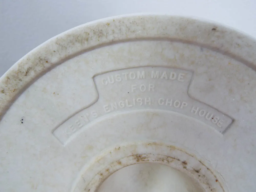 Vintage Ceramic Advertising Match Holder Striker for Keens English Chop House