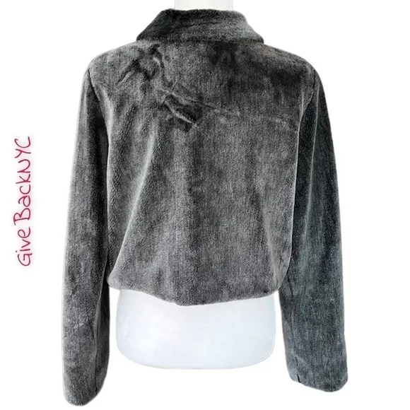 VINTAGE FU DA Faux fur Cape Bolero like Coat in Gray Size M