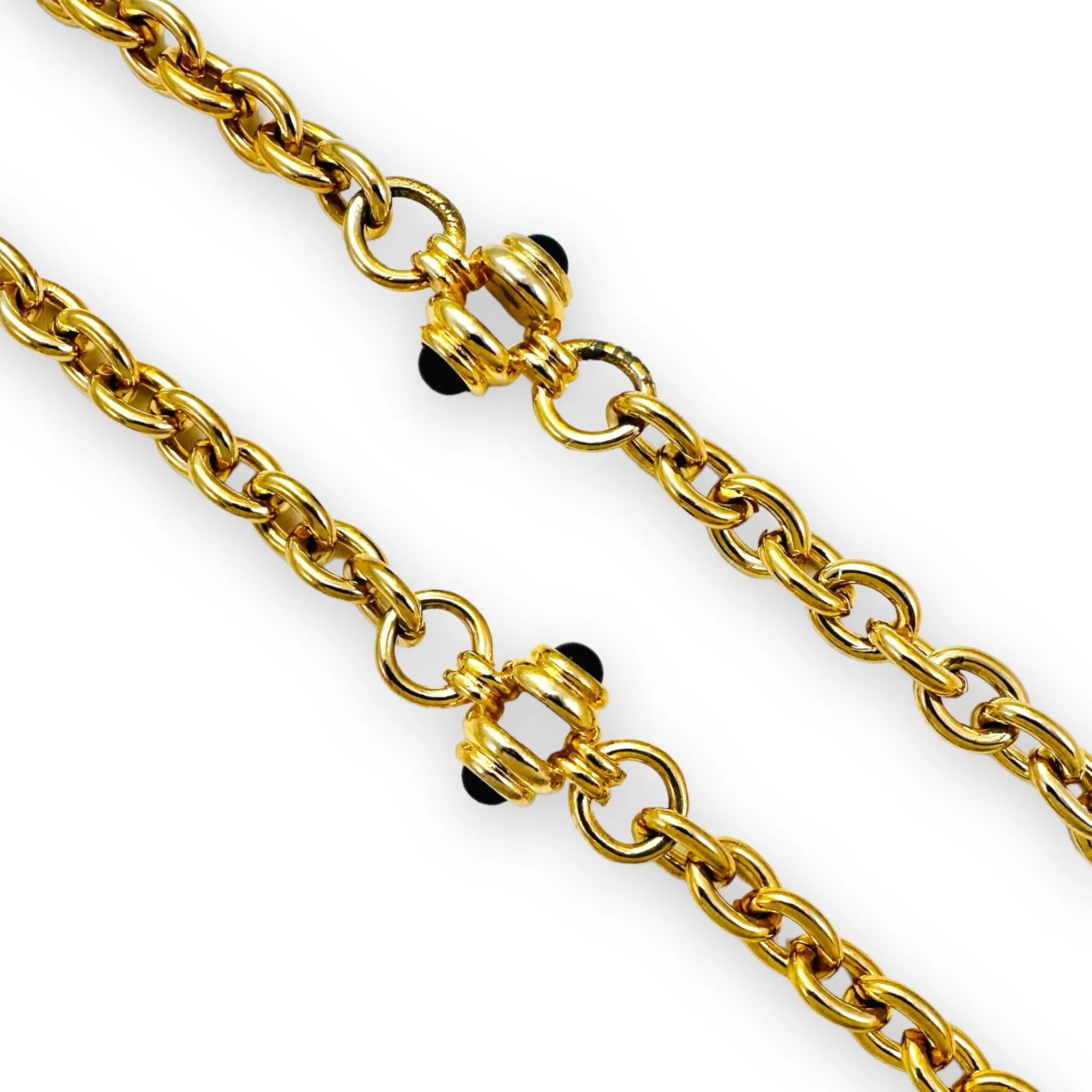 Vintage Gold Plated Rolo Belcher with Black Cabochon Chain Necklace