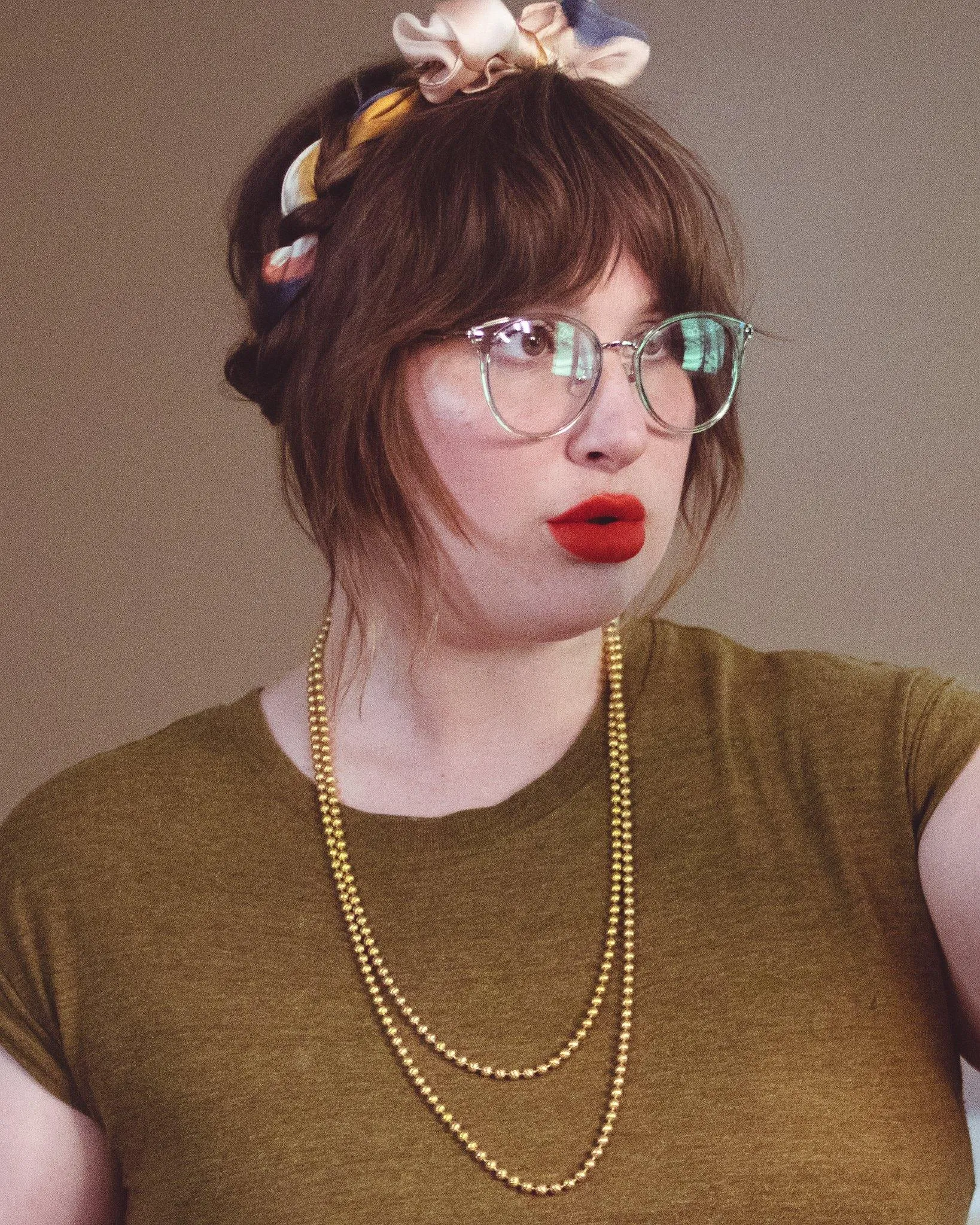 Vintage Opera Length Gold Bead Necklace