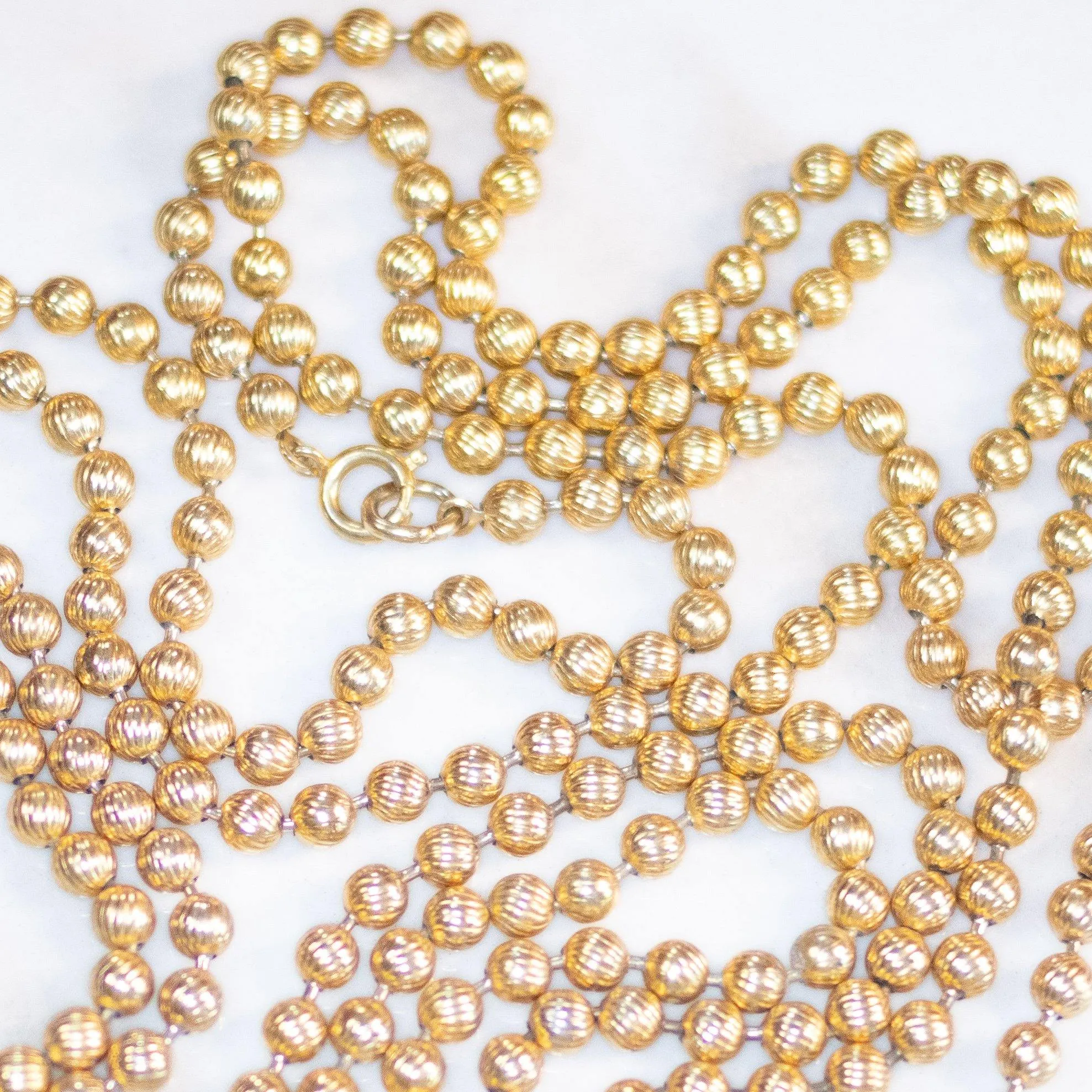 Vintage Opera Length Gold Bead Necklace