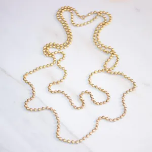 Vintage Opera Length Gold Bead Necklace
