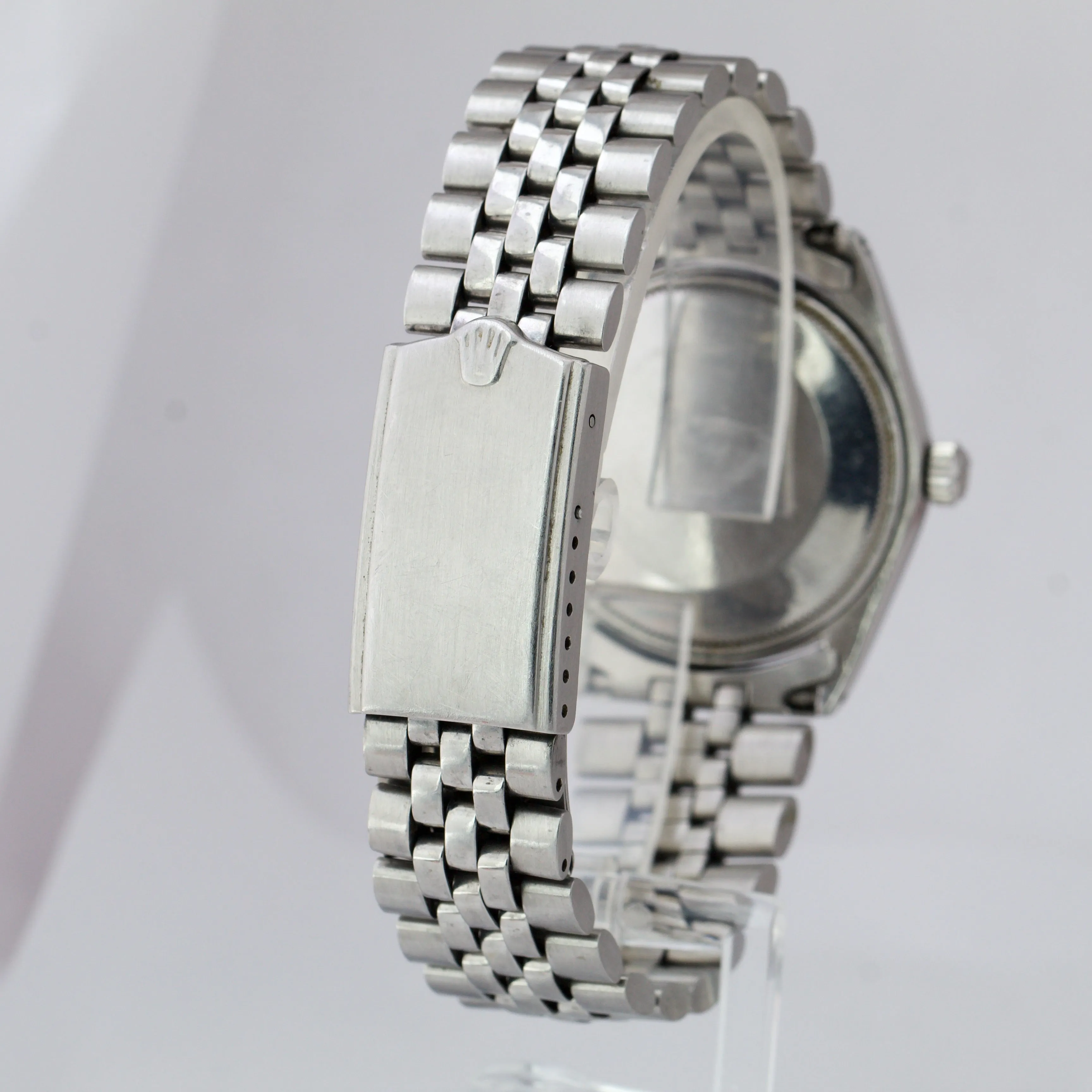 Vintage Rolex Air King Silver Patina Stainless 34mm Jubilee Automatic Watch 5500