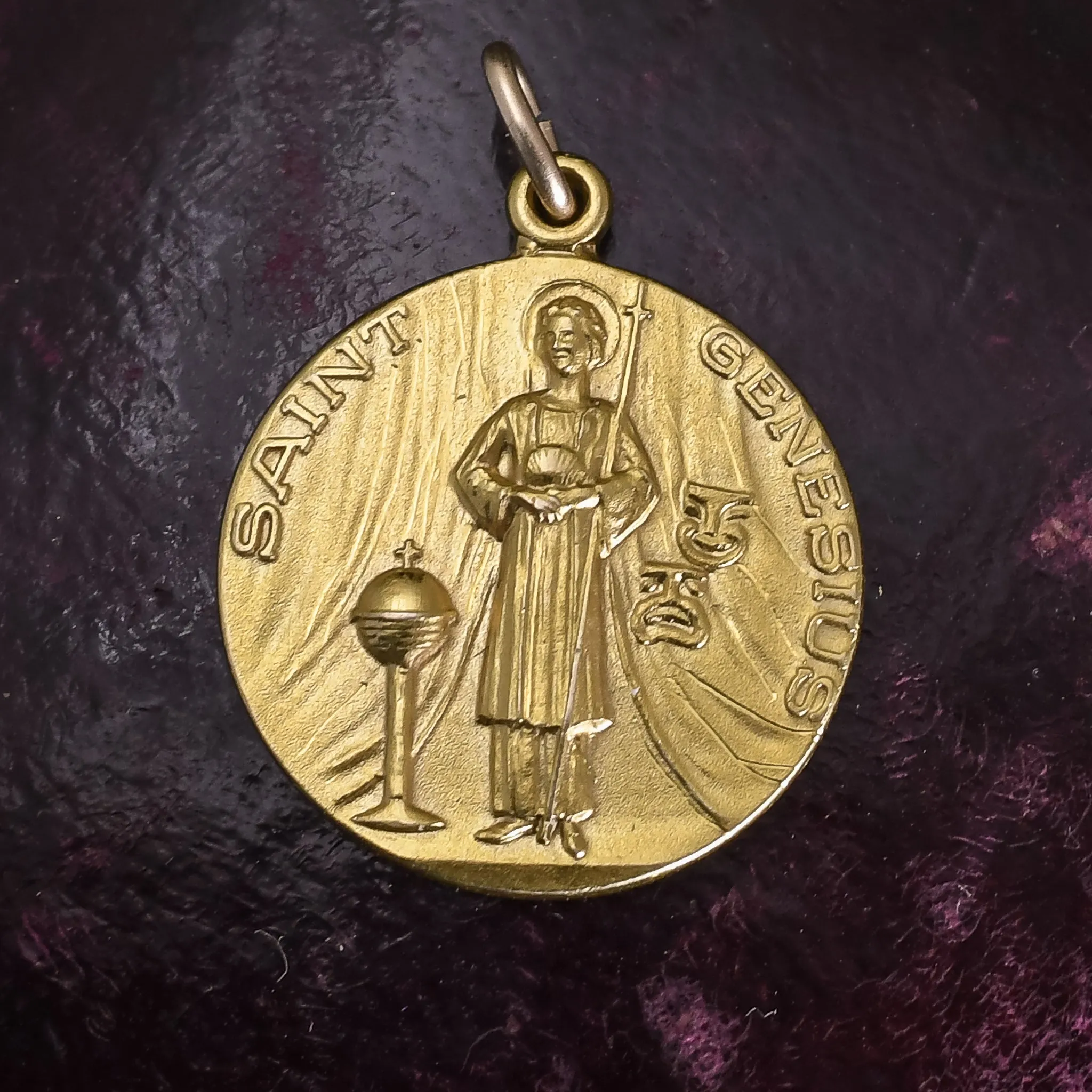 Vintage Saint Genesius Gold Medallion