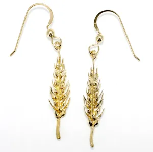 Wheat Head Dangle Earrings in 14kt Yellow Gold Vermeil