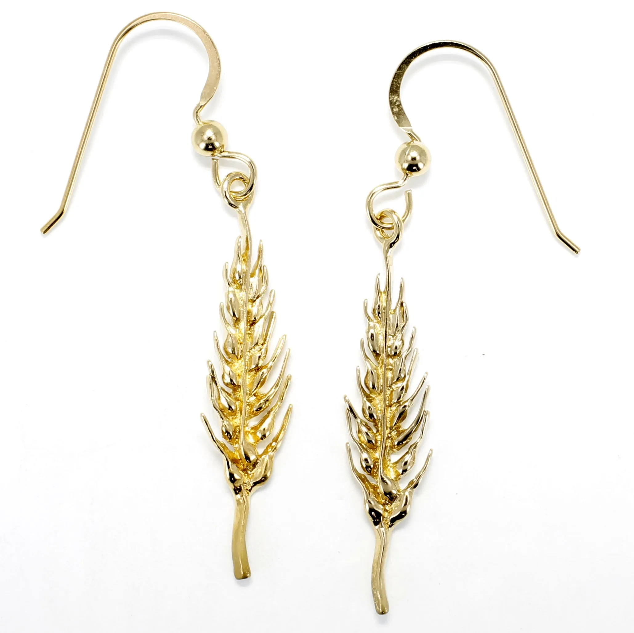 Wheat Head Dangle Earrings in 14kt Yellow Gold Vermeil