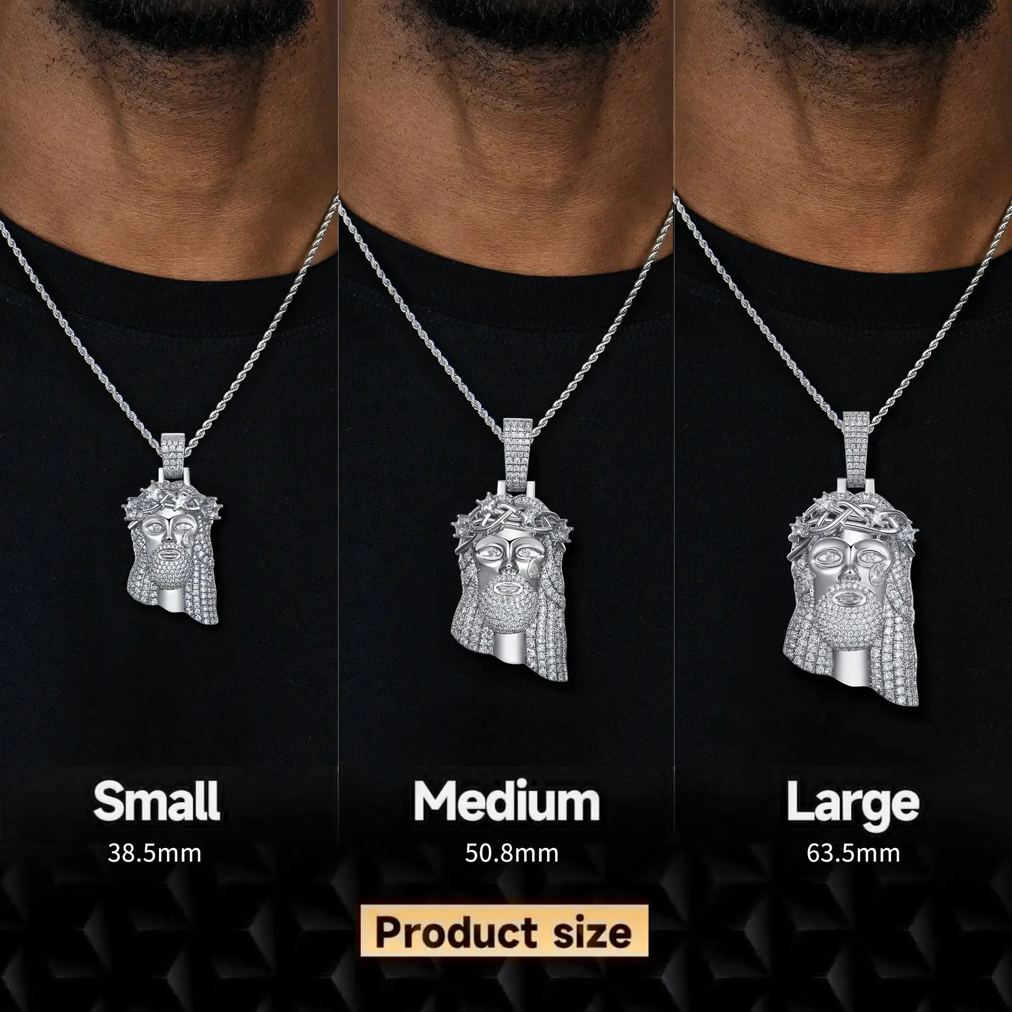 White Gold Stellar Jesus Pendant - Small