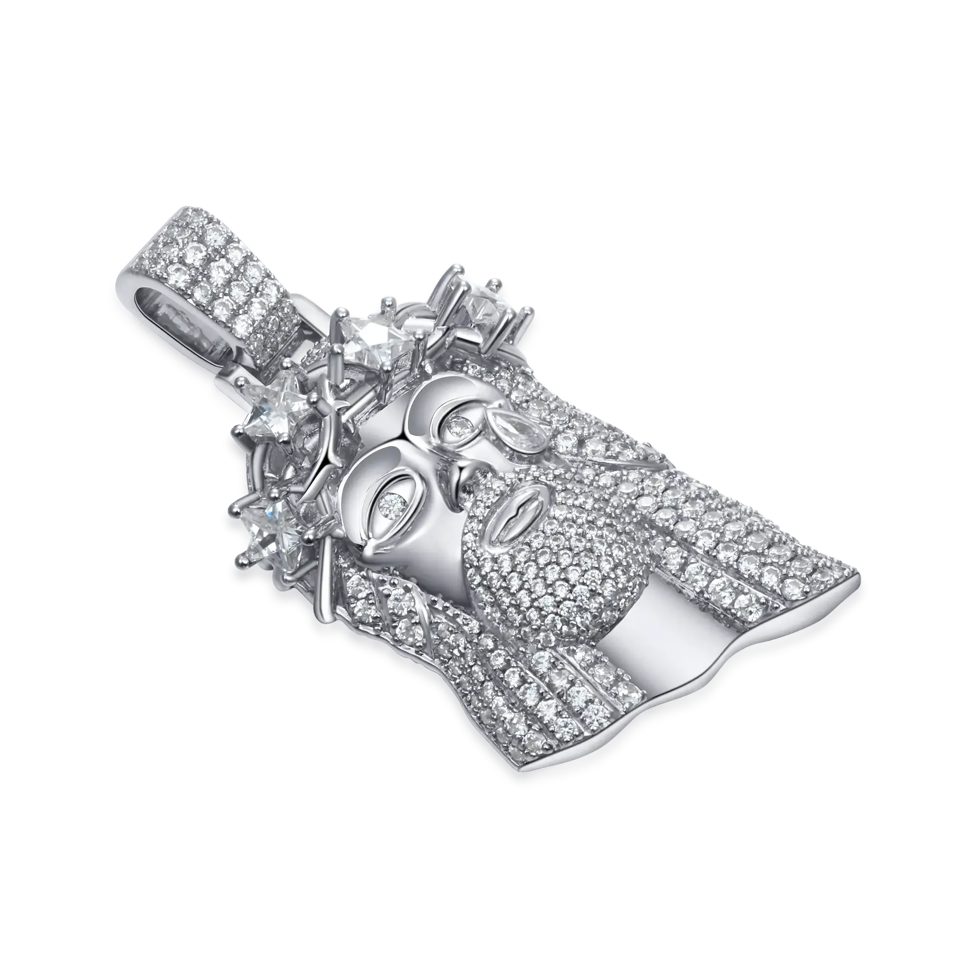 White Gold Stellar Jesus Pendant - Small