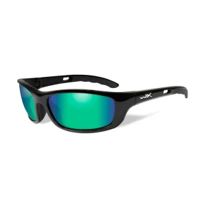 Wiley X P17GM Sunglasses Polarised Emerald Mirror Lens Gloss Black Frame