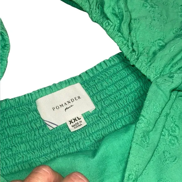 Women’s TUCKERNUCK POMANDER PLACE Green Eyelet Elizabeth babydoll MINI Dress xxl