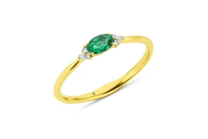 Yellow Gold Emerald and Diamond Ring