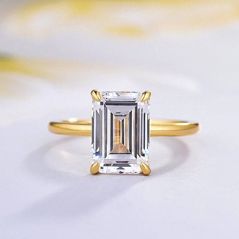 Yellow Gold Emerald Cut 3.5 Carat Solitaire Engagement Ring